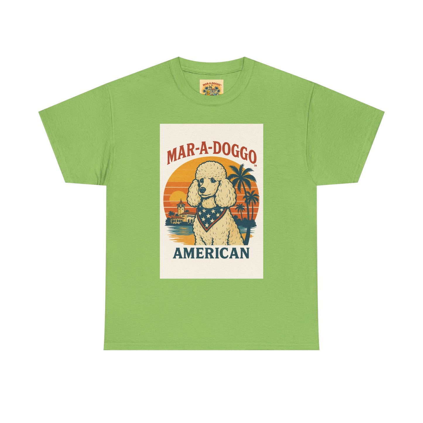 Mar-A-Doggo American T-Shirt — Retro Palm Beach Dog Graphic Tee