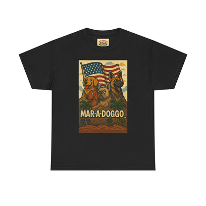 Mar-a-Doggo Patriotic Dog Tee — Vintage American Flag Dog Graphic T-Shirt