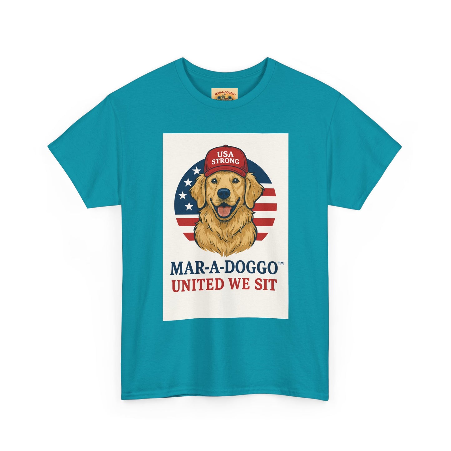 Mar-A-Doggo Tee — Patriotic Golden Retriever 'United We Sit' Shirt