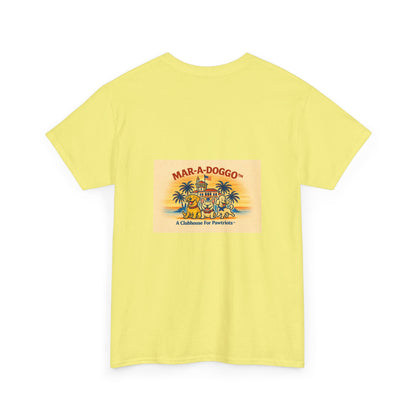 Mar-a-Doggo Tee — Patriotic Dog Graphic T-Shirt (Pointing Toward Freedom)