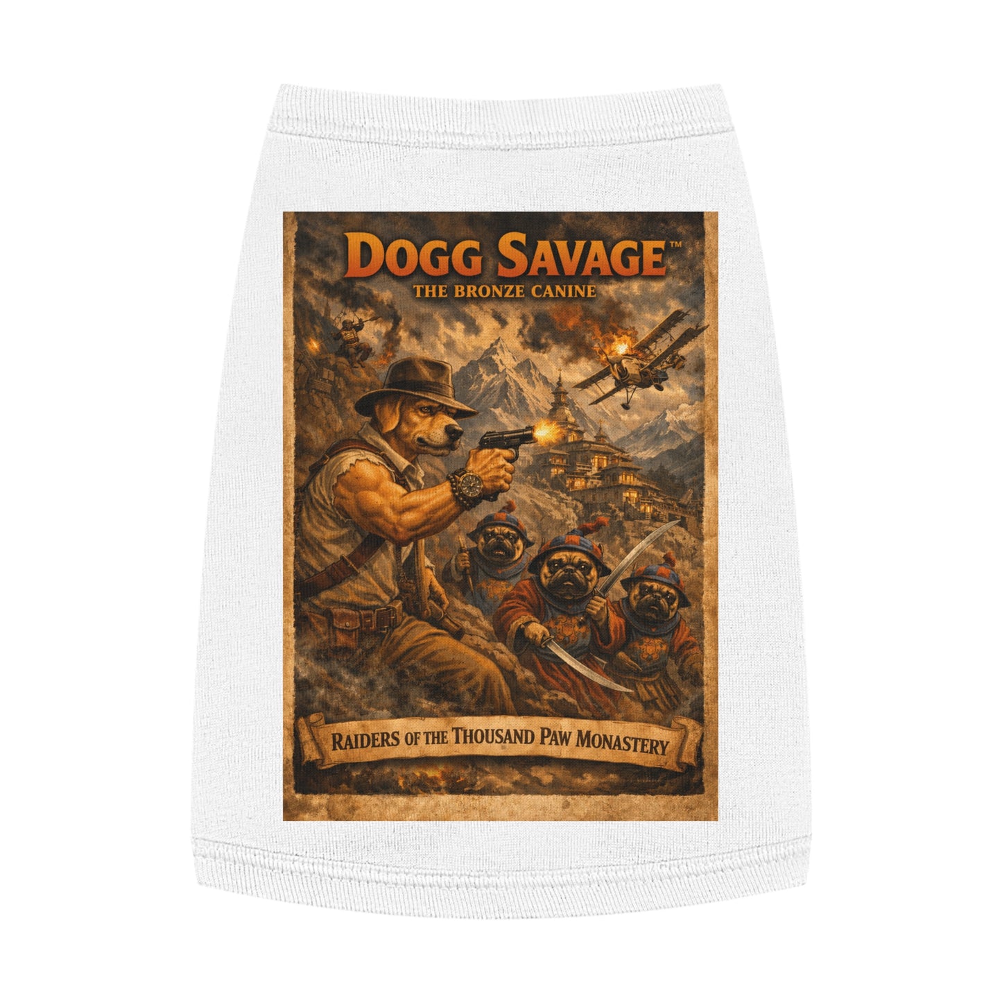 Dogg Savage Pet Tank Top — "Raiders of the Thousand Paw Monastery" Graphic Dog Shirt