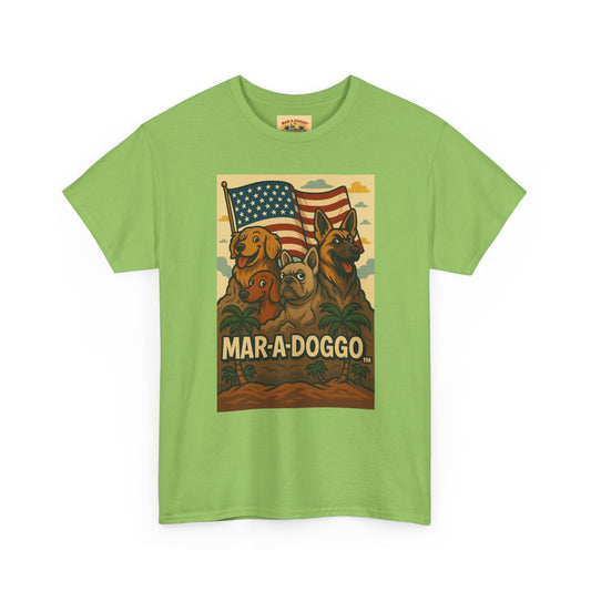Mar-a-Doggo Patriotic Dog Tee — Vintage American Flag Dog Graphic T-Shirt