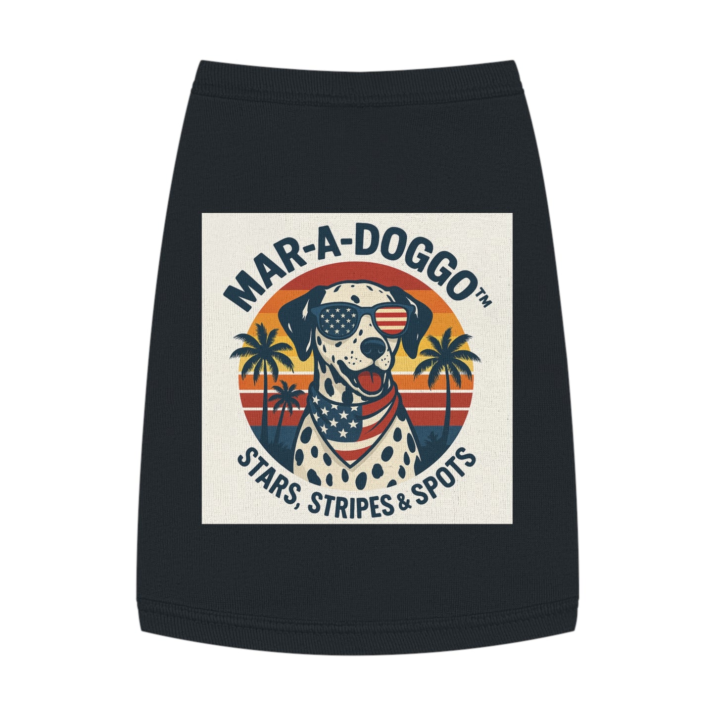 Patriotic Dog Tank Top - "Mar-A-Doggo" Stars, Stripes & Spots Dog Shirt