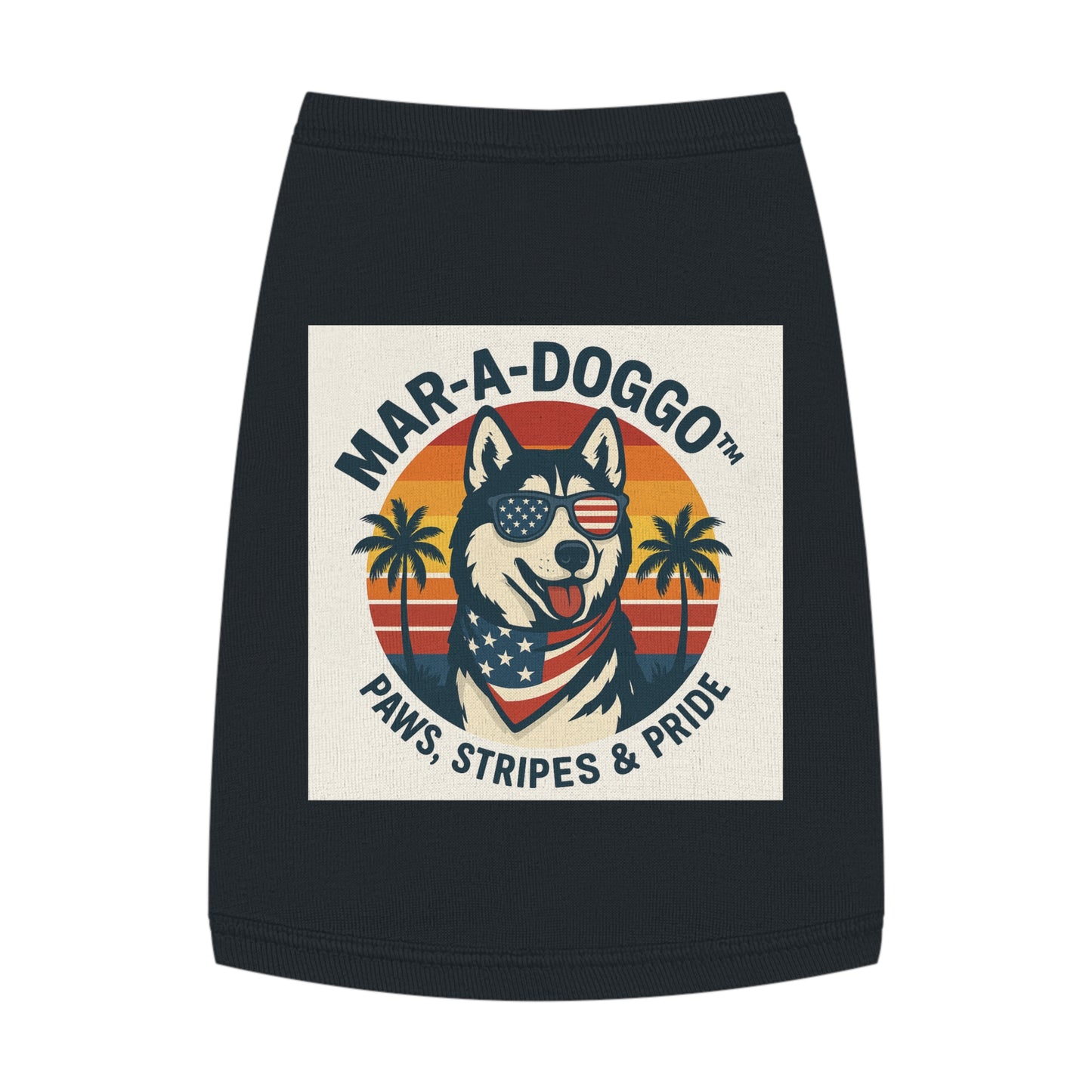 Dog Shirt - "Mar-A-Doggo: Paws, Stripes & Pride" Patriotic Husky Tank