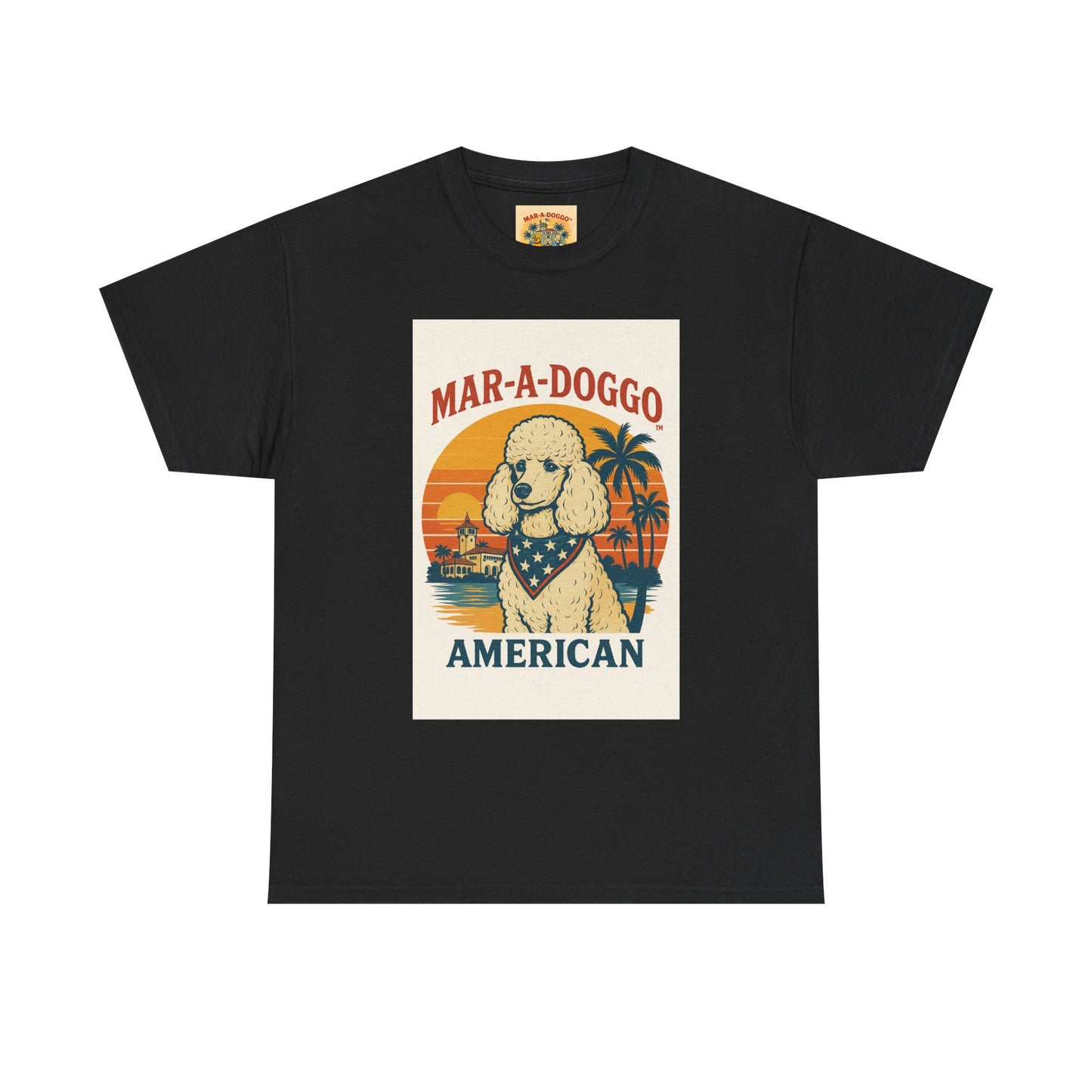 Mar-A-Doggo American T-Shirt — Retro Palm Beach Dog Graphic Tee