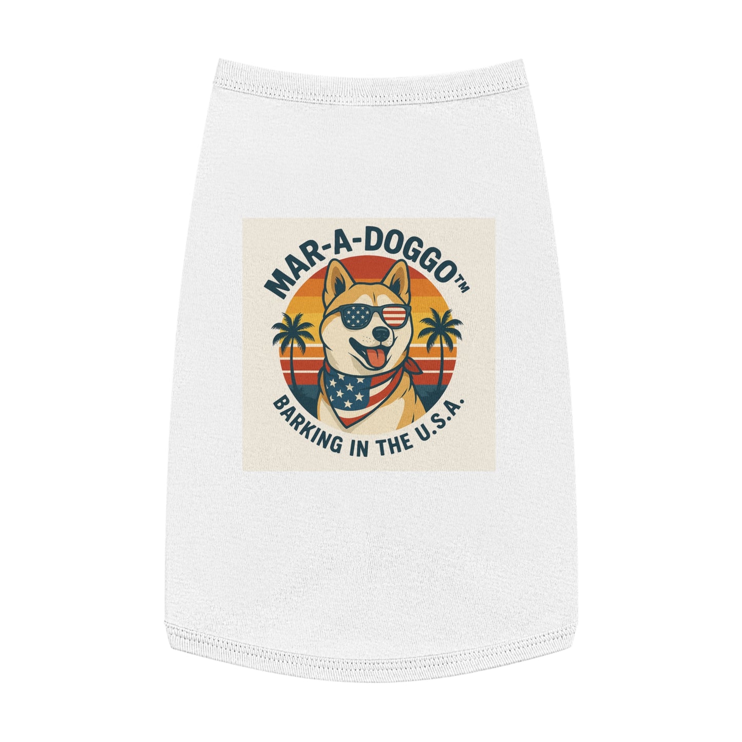 Patriotic Dog Tank Top – “Mar-A-Doggo: Barking in the U.S.A.” Pet Tee