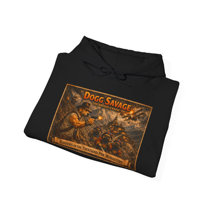 Dogg Savage Graphic Hoodie "Raiders Of The Thousand Paw Monastery" — Retro Band Logo Pullover