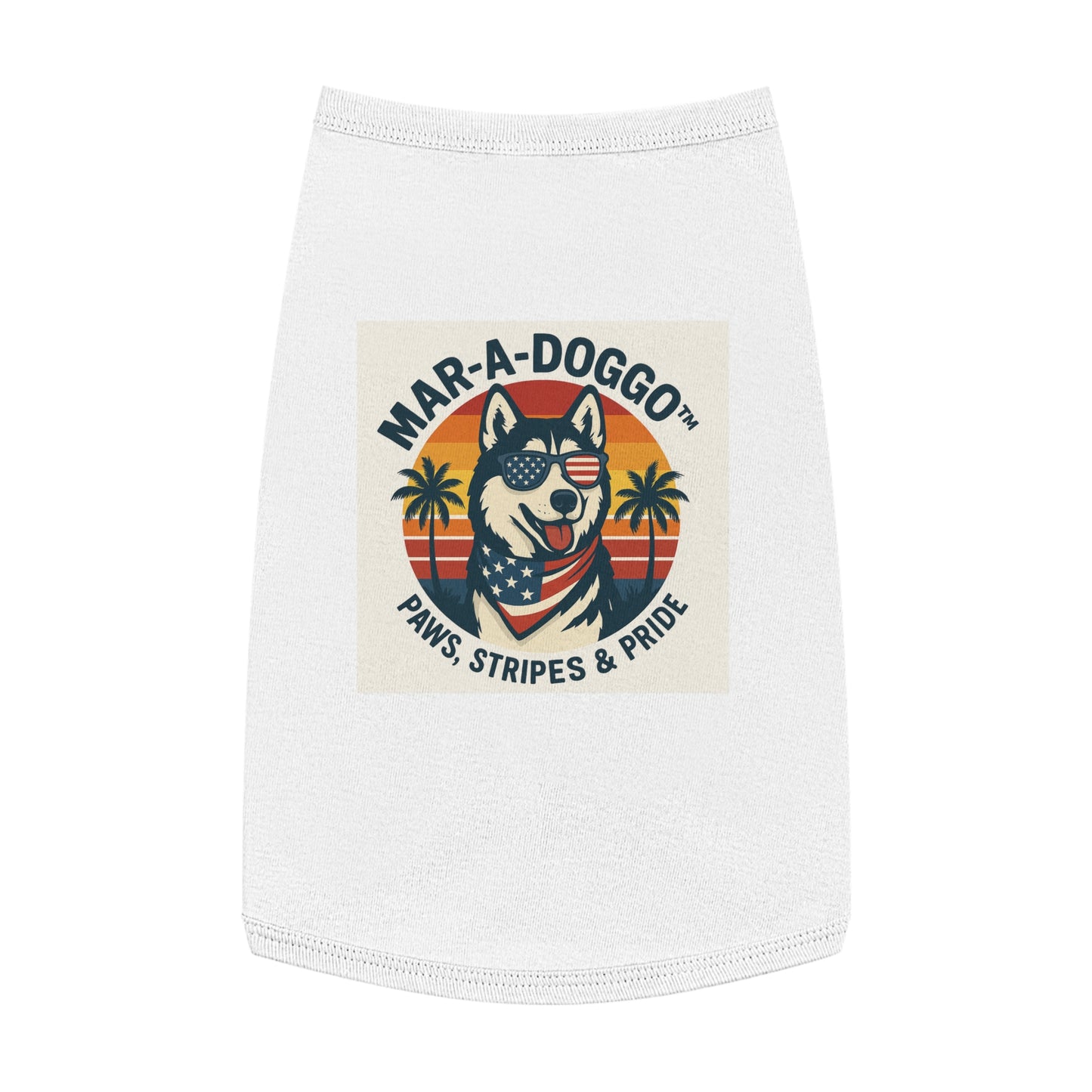 Dog Shirt - "Mar-A-Doggo: Paws, Stripes & Pride" Patriotic Husky Tank