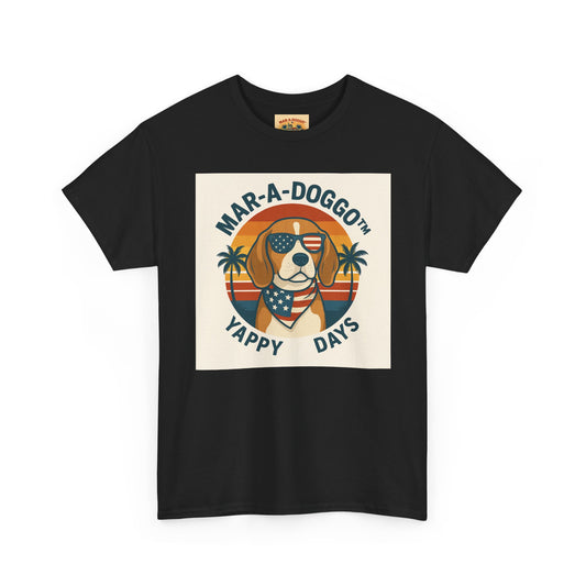 Mar-A-Doggo Tee – Retro Beach Dog Graphic T-Shirt (“Yappy Days”)