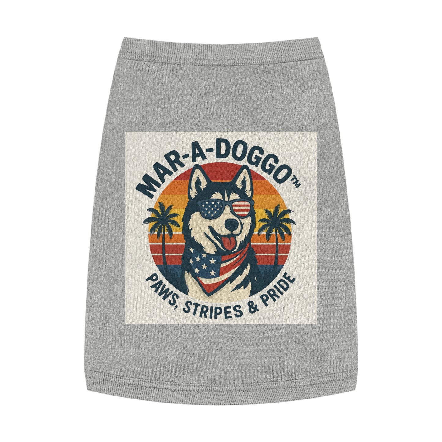 Dog Shirt - "Mar-A-Doggo: Paws, Stripes & Pride" Patriotic Husky Tank