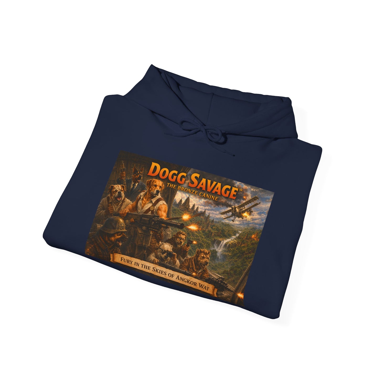 Dogg Savage Vintage Adventure Hoodie "Fury In The Skies Of Angkor Wat" — Retro Logo Pullover