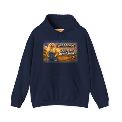 Dog Lover Hoodie — “MAR-A-DOGGO: My Dog Has Great Jeans” Graphic Pullover