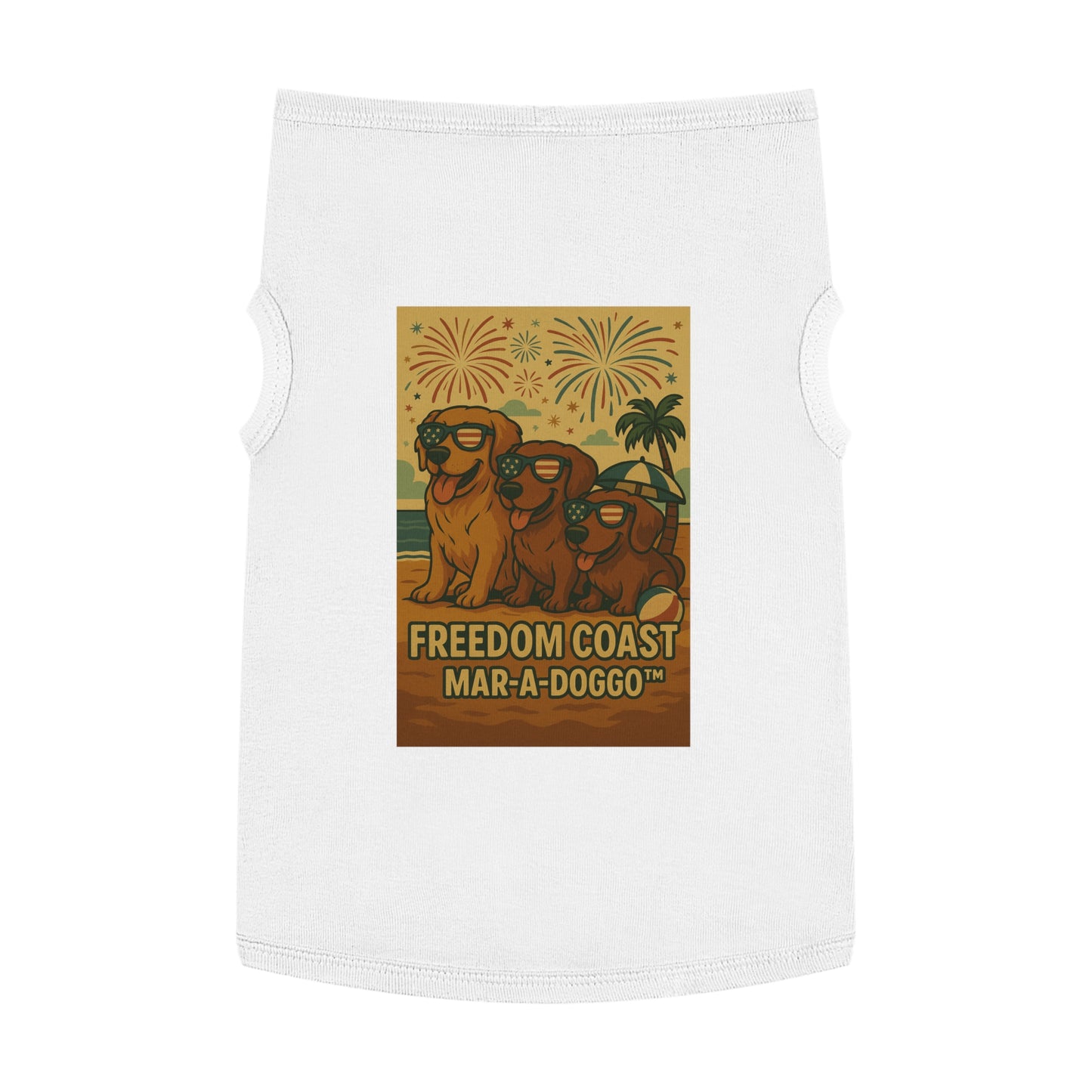 Freedom Coast Pet Tank Top — "Freedom Coast Mar‑A‑Doggo" Patriotic Summer Dog Shirt