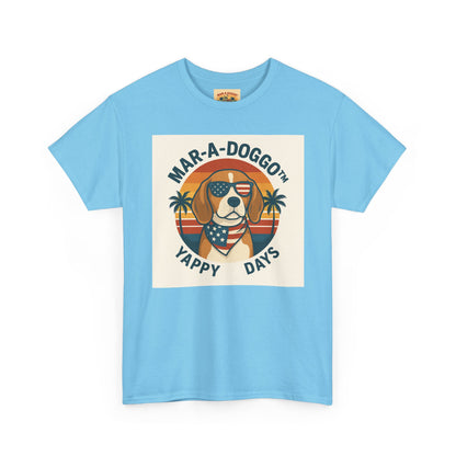 Mar-A-Doggo Tee – Retro Beach Dog Graphic T-Shirt (“Yappy Days”)