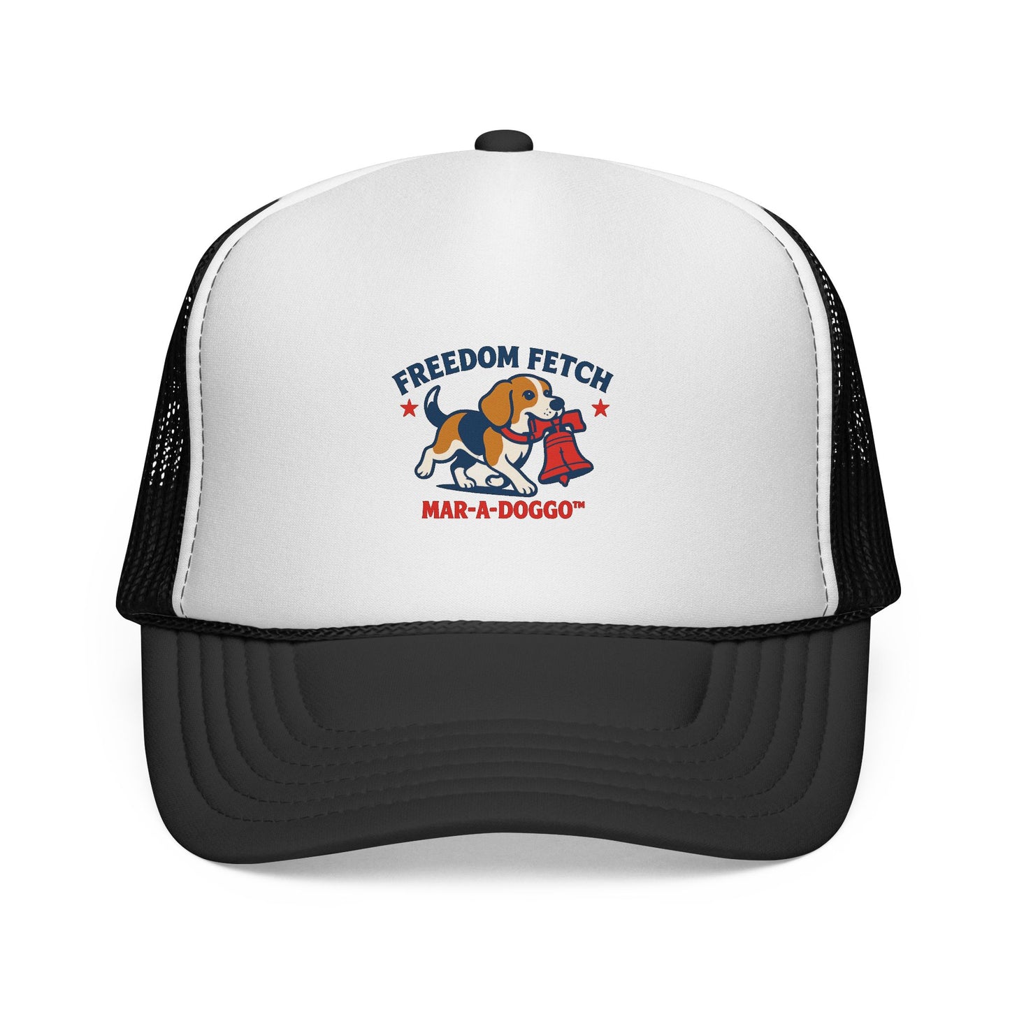 Freedom Fetch Trucker Cap — Patriotic Beagle 'Mar-A-Doggo' Mesh Hat