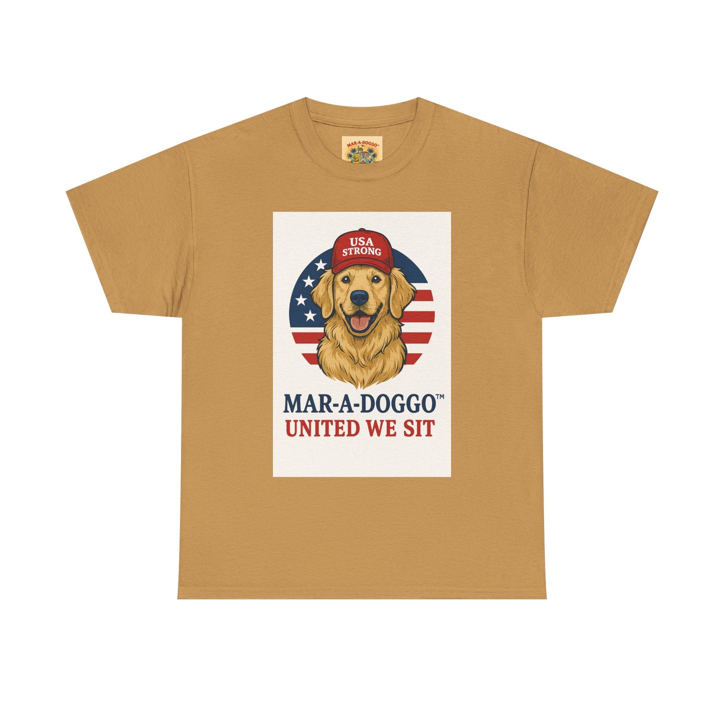 Mar-A-Doggo Tee — Patriotic Golden Retriever 'United We Sit' Shirt