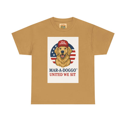 Mar-A-Doggo Tee — Patriotic Golden Retriever 'United We Sit' Shirt