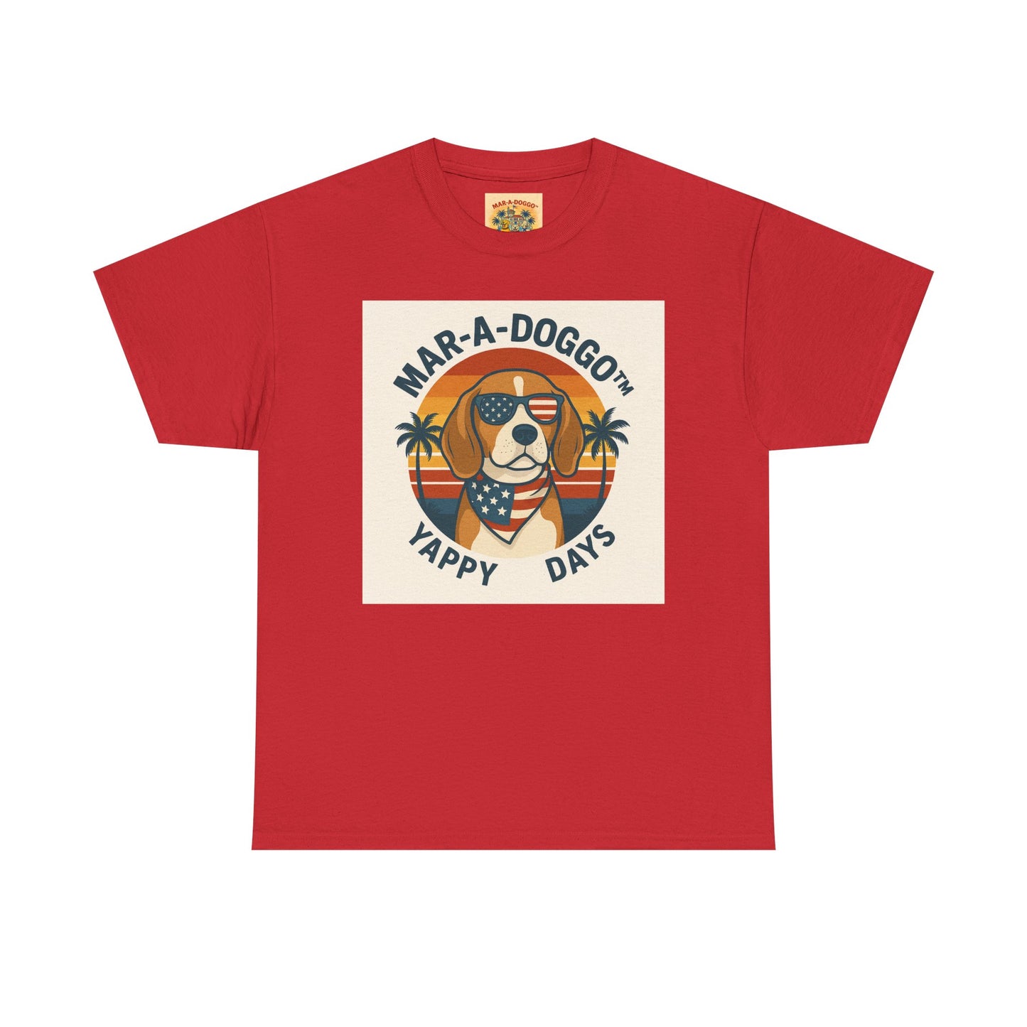 Mar-A-Doggo Tee – Retro Beach Dog Graphic T-Shirt (“Yappy Days”)