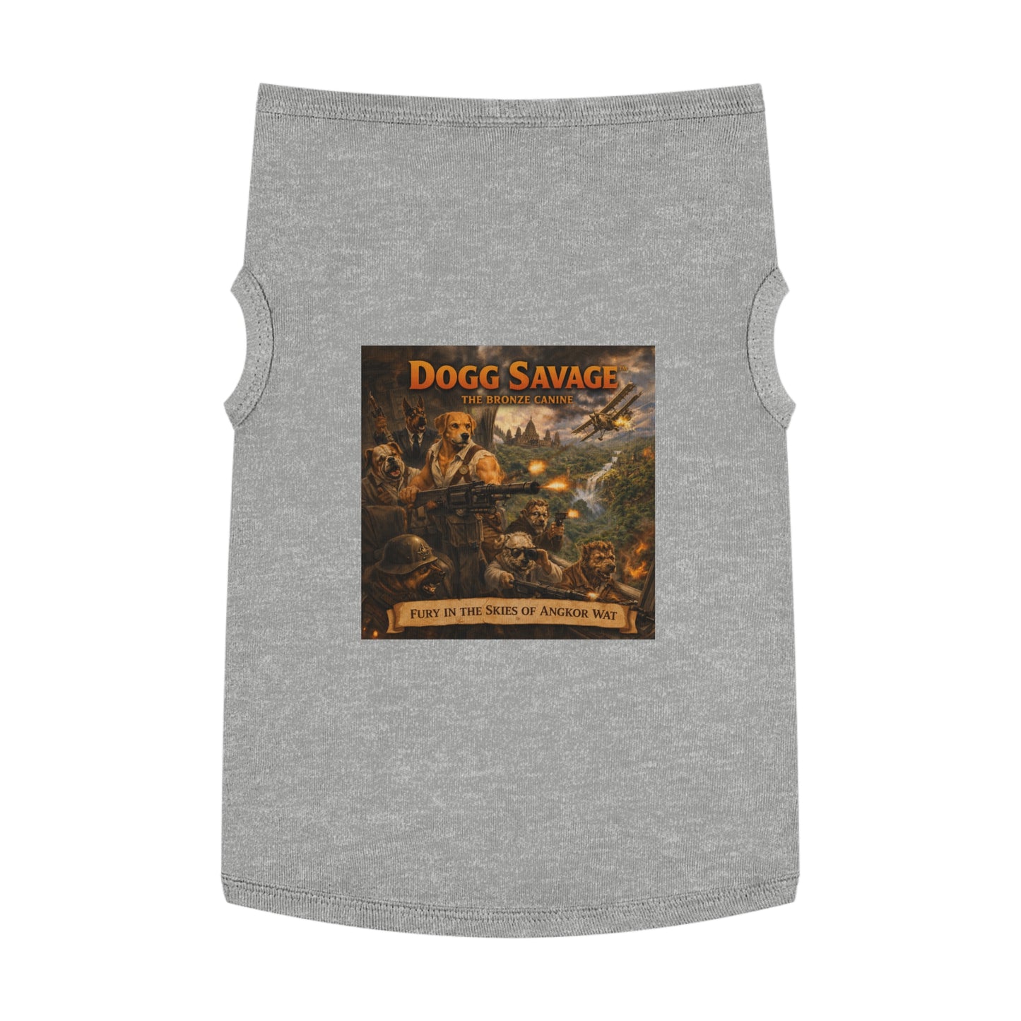 Pet Tank Top — "Dogg Savage: Fury in the Skies of Angkor Wat" Military Print Dog Shirt