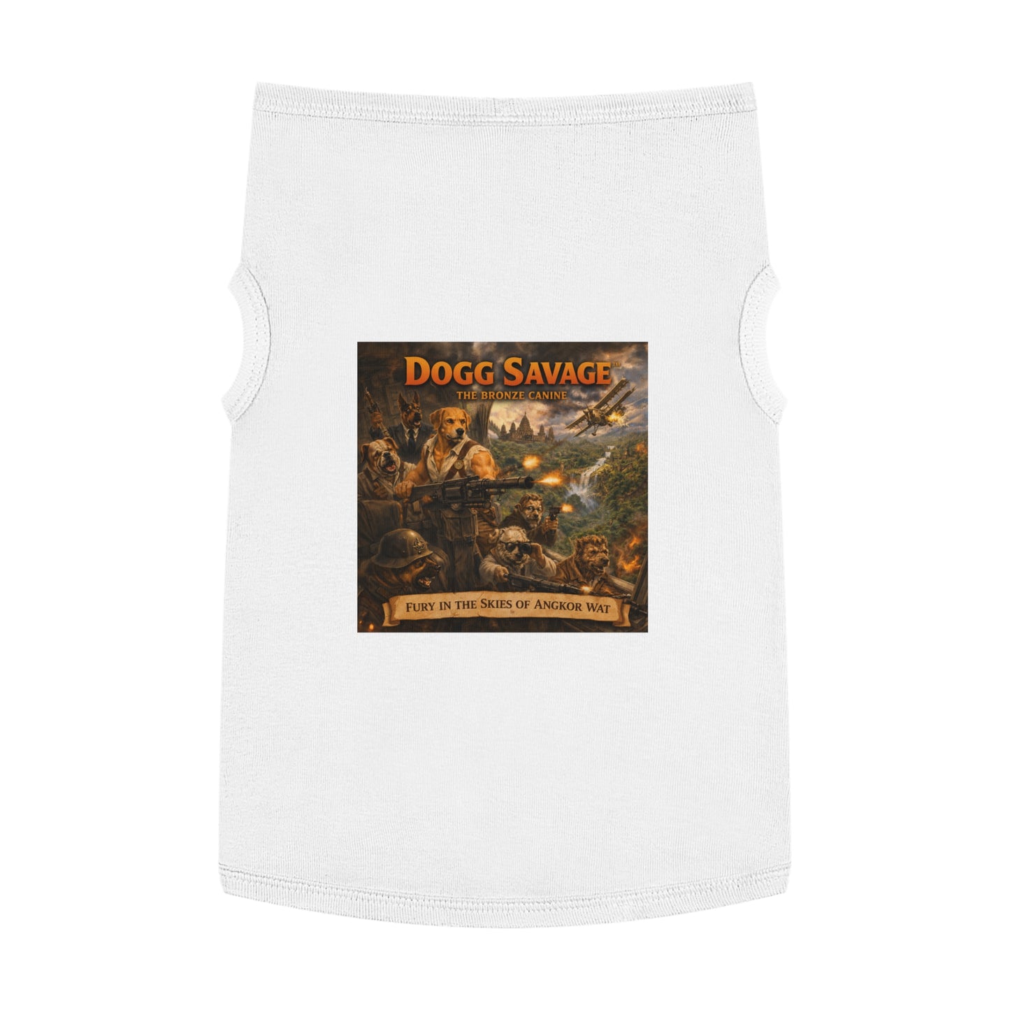 Pet Tank Top — "Dogg Savage: Fury in the Skies of Angkor Wat" Military Print Dog Shirt