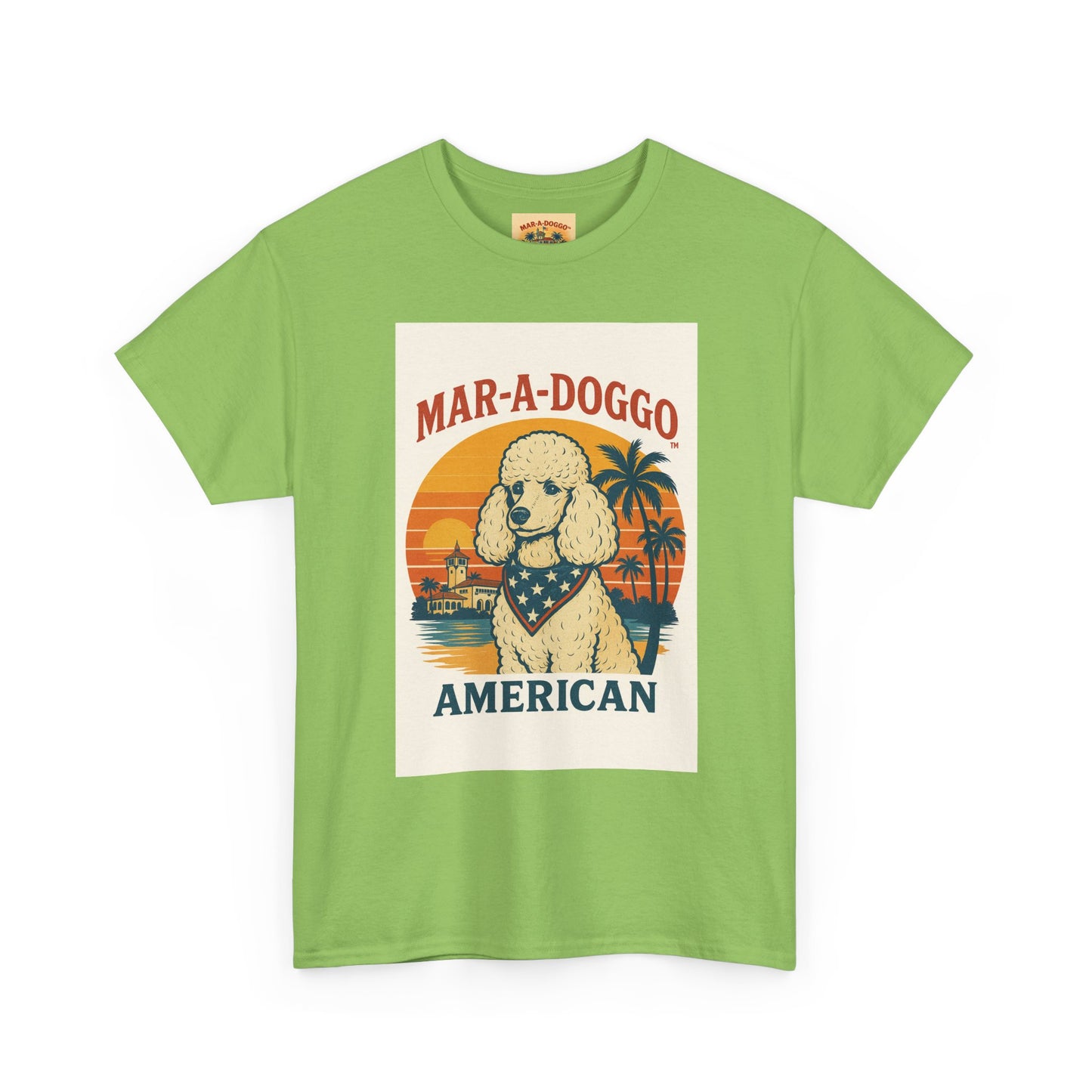 Mar-A-Doggo American T-Shirt — Retro Palm Beach Dog Graphic Tee