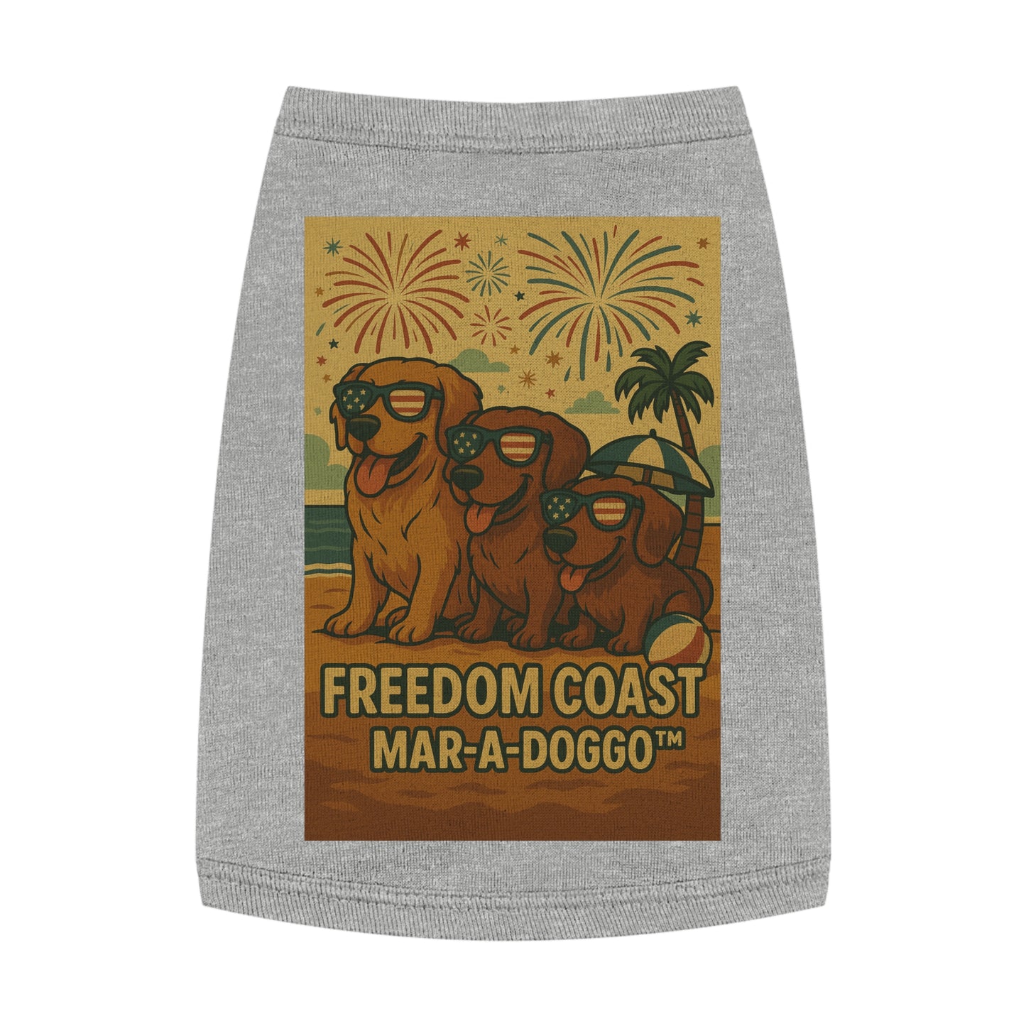 Freedom Coast Pet Tank Top — "Freedom Coast Mar‑A‑Doggo" Patriotic Summer Dog Shirt
