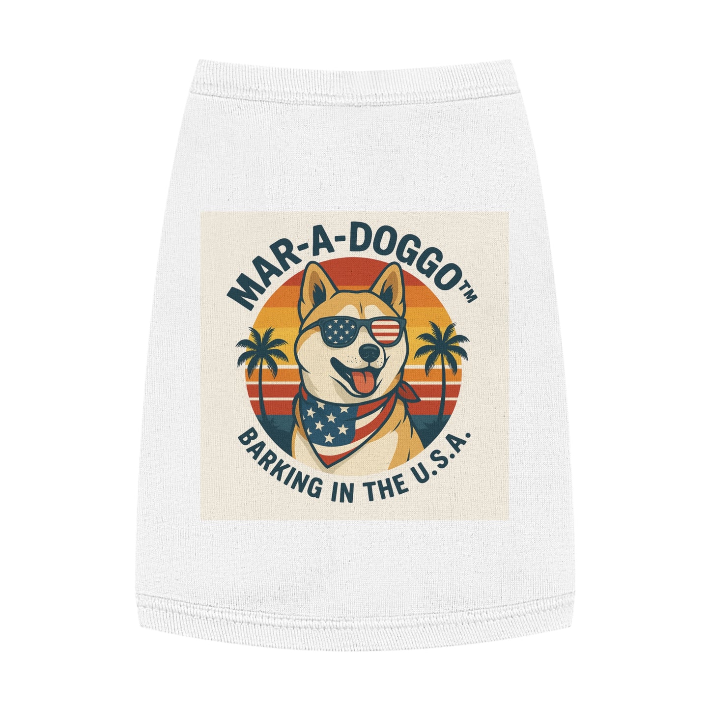 Patriotic Dog Tank Top – “Mar-A-Doggo: Barking in the U.S.A.” Pet Tee