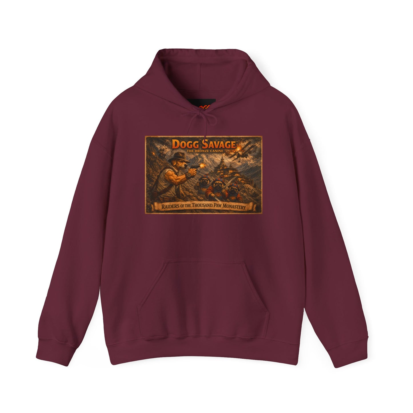 Dogg Savage Graphic Hoodie "Raiders Of The Thousand Paw Monastery" — Retro Band Logo Pullover