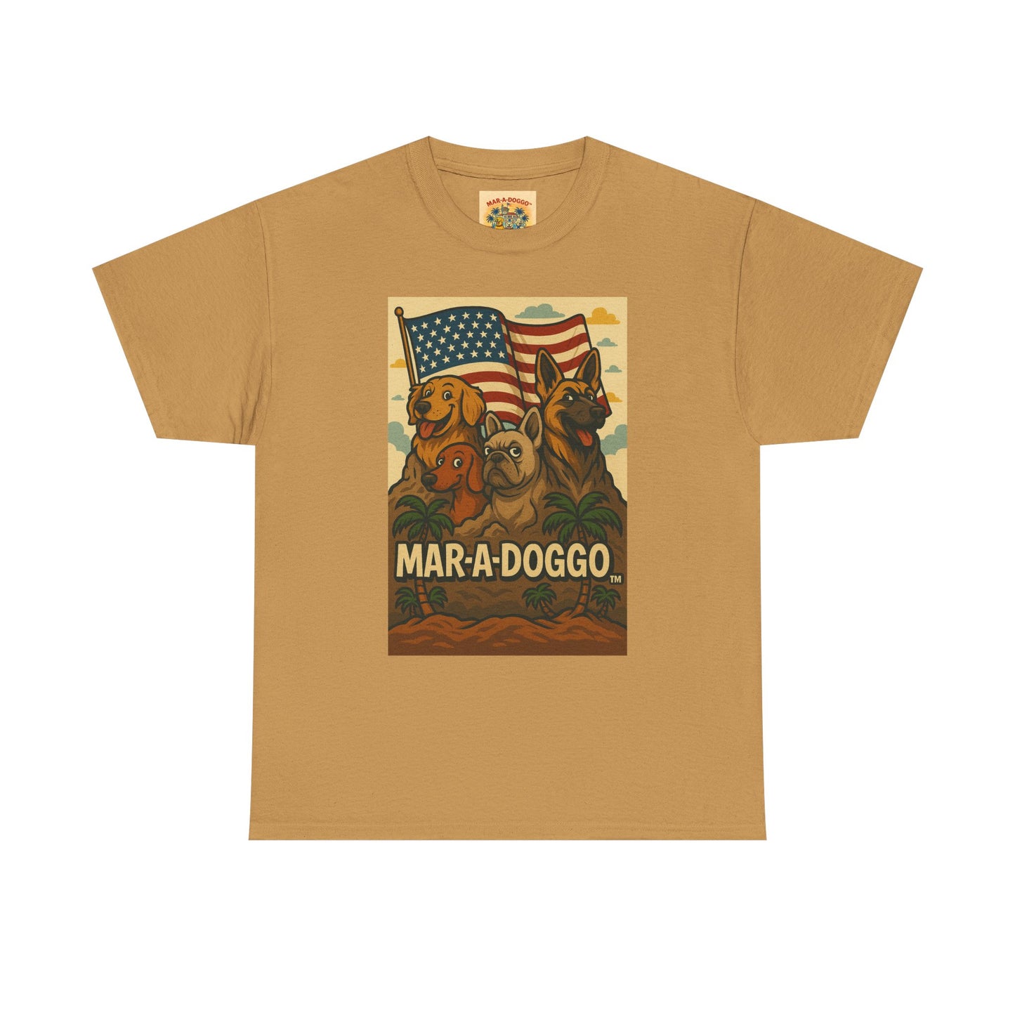 Mar-a-Doggo Patriotic Dog Tee — Vintage American Flag Dog Graphic T-Shirt