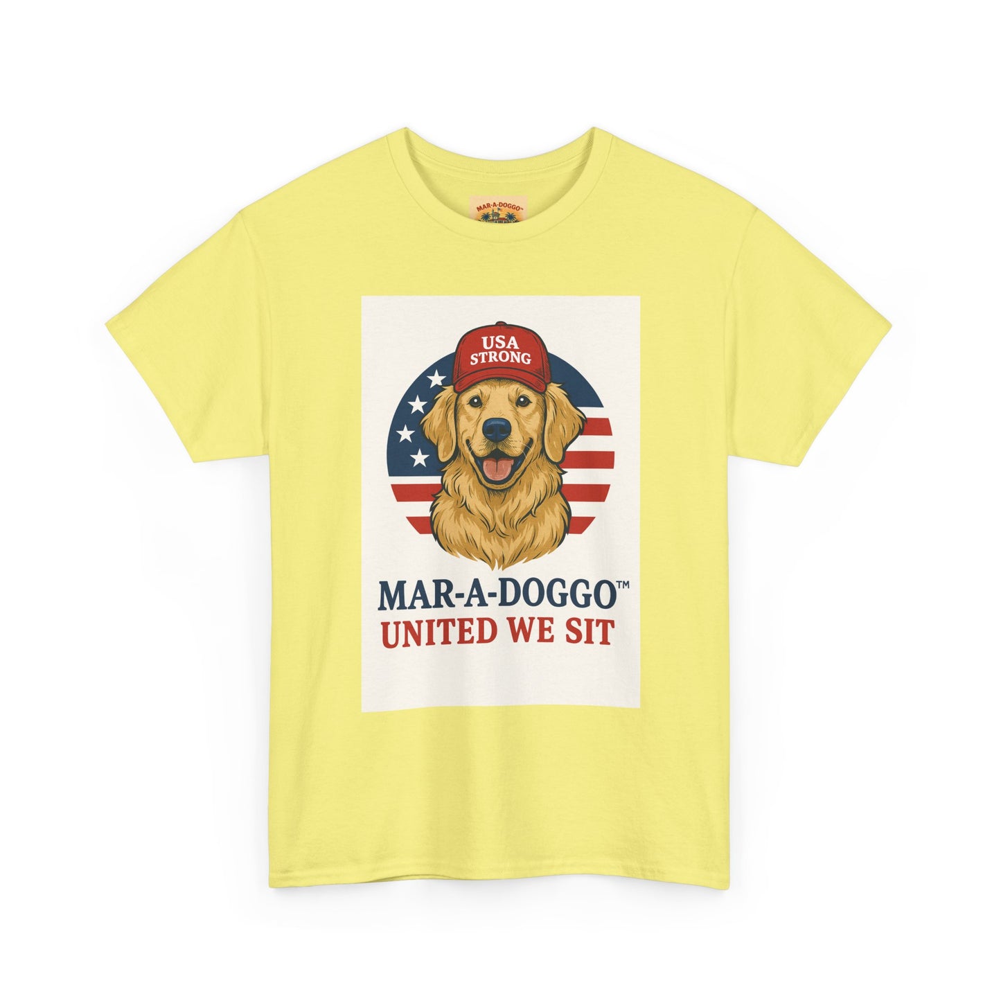 Mar-A-Doggo Tee — Patriotic Golden Retriever 'United We Sit' Shirt