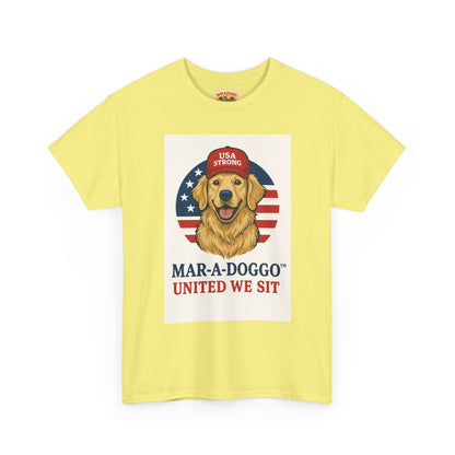 Mar-A-Doggo Tee — Patriotic Golden Retriever 'United We Sit' Shirt