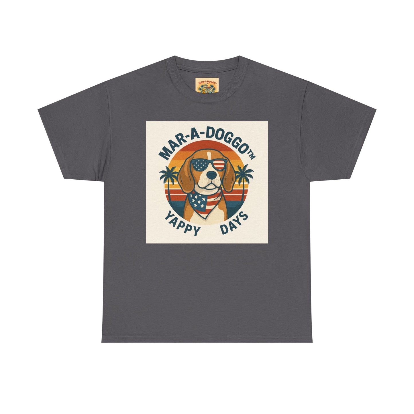 Mar-A-Doggo Tee – Retro Beach Dog Graphic T-Shirt (“Yappy Days”)