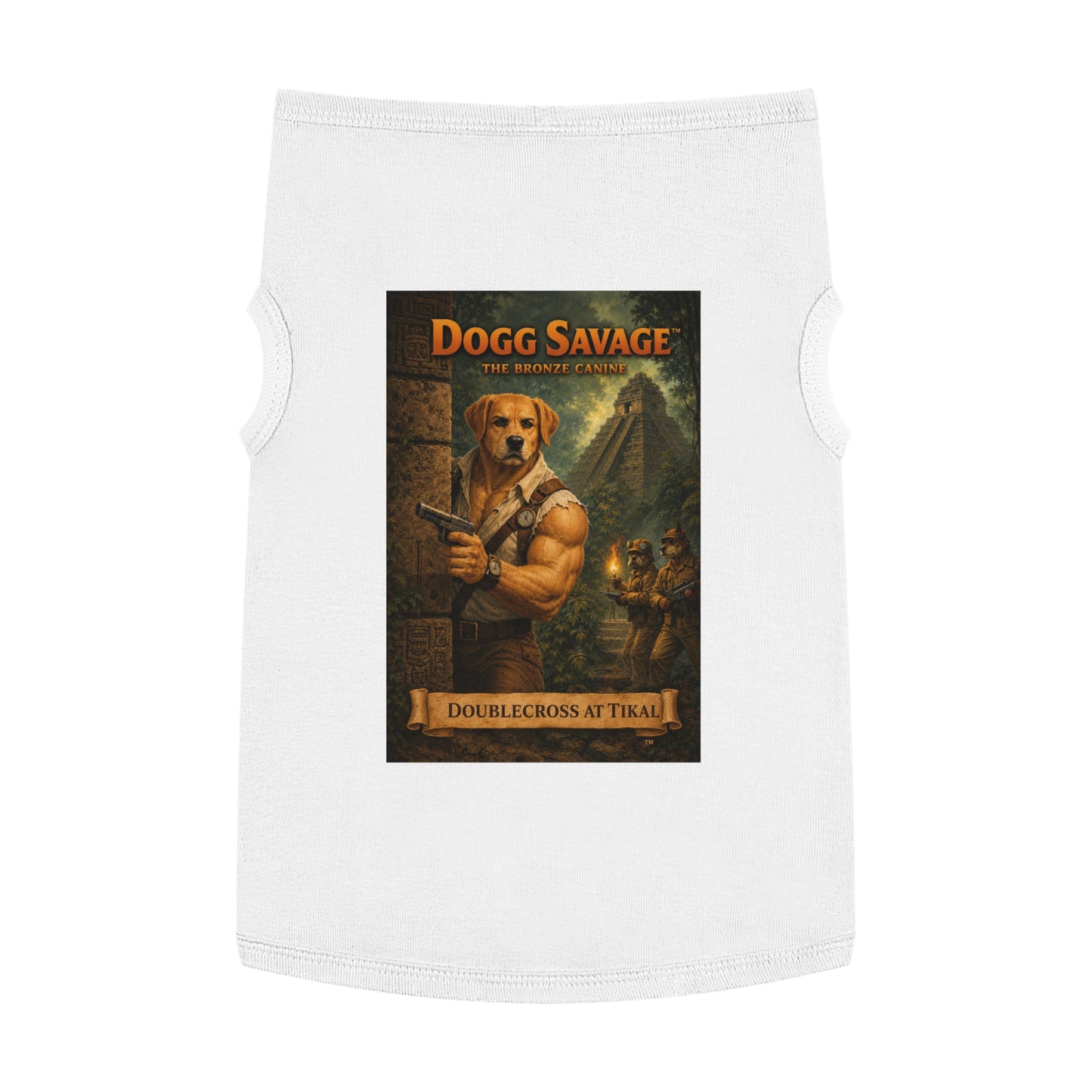Dog Tank Top — "Dogg Savage: Doublecross at Tikal" Adventure Graphic Pet Shirt