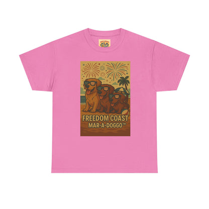 Freedom Coast Tee — "Mar-a-Doggo" Retro Beach Dog Graphic T-Shirt