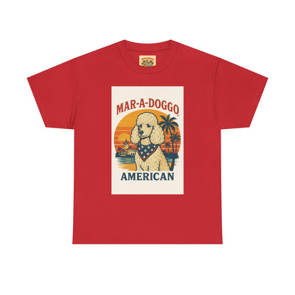 Mar-A-Doggo American T-Shirt — Retro Palm Beach Dog Graphic Tee