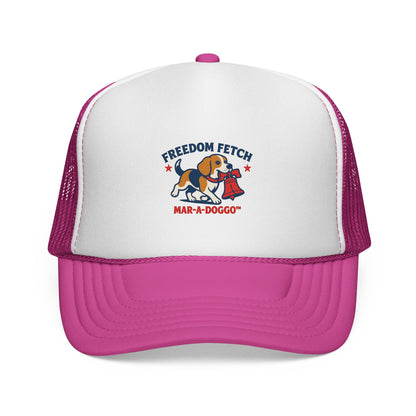 Freedom Fetch Trucker Cap — Patriotic Beagle 'Mar-A-Doggo' Mesh Hat