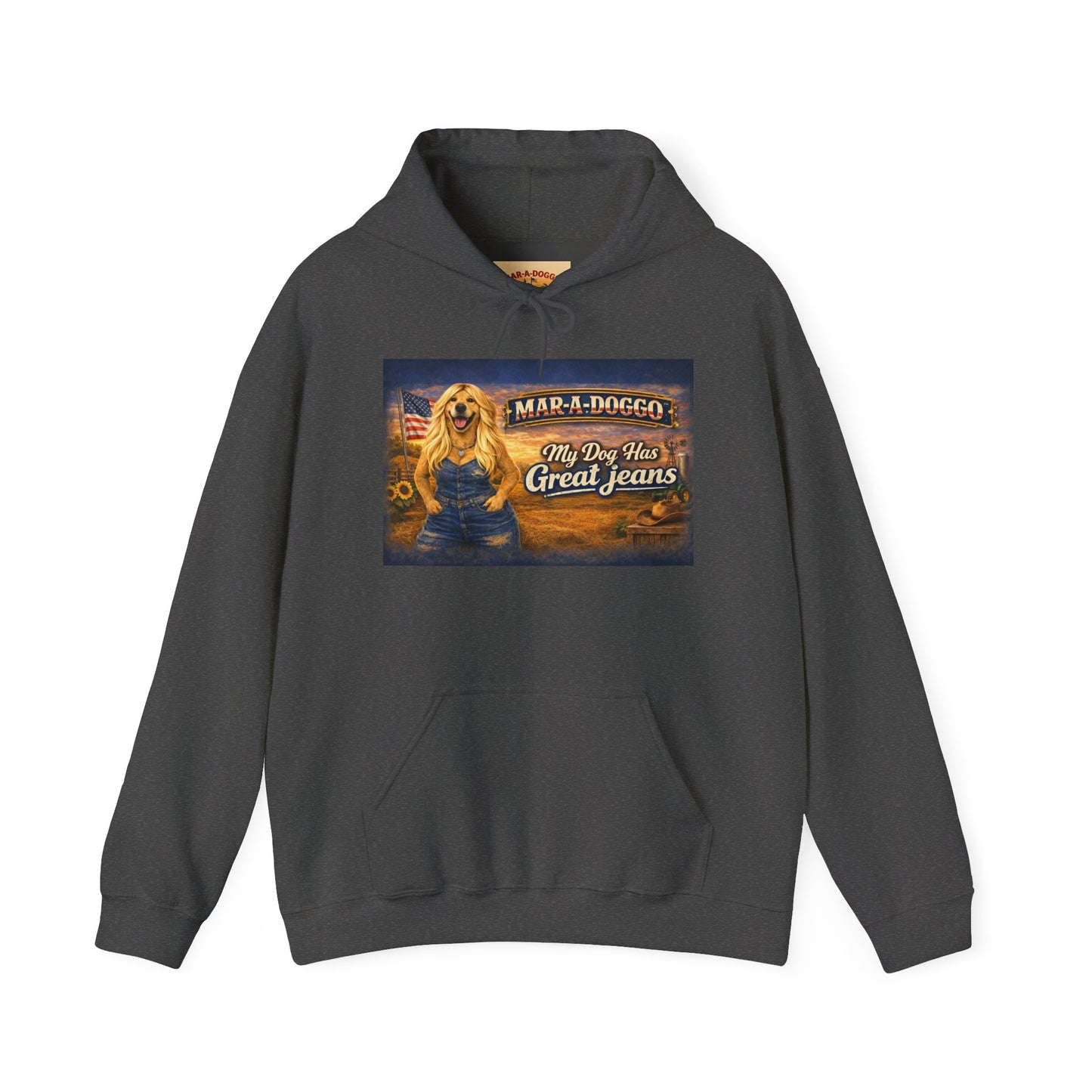 Dog Lover Hoodie — “MAR-A-DOGGO: My Dog Has Great Jeans” Graphic Pullover