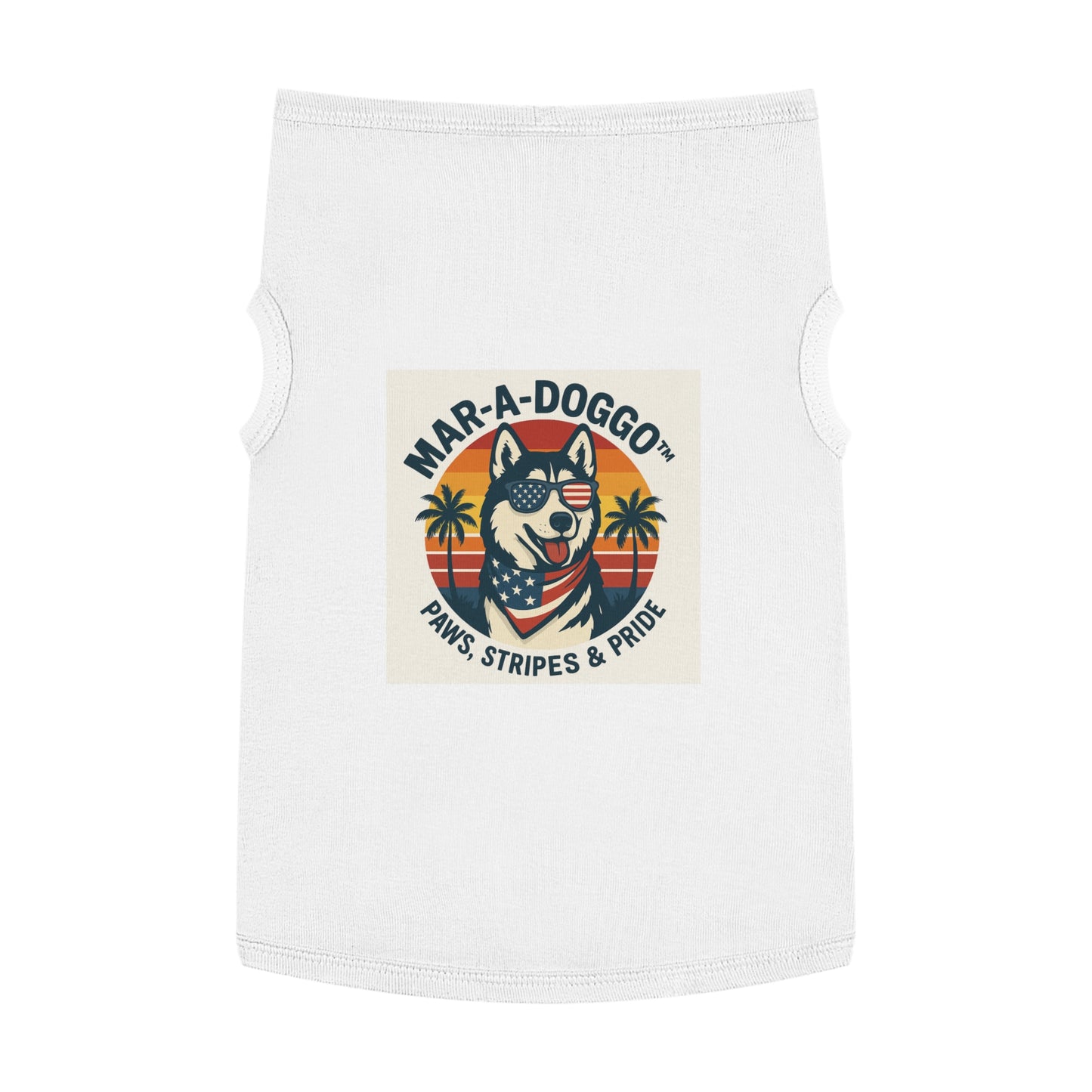 Dog Shirt - "Mar-A-Doggo: Paws, Stripes & Pride" Patriotic Husky Tank