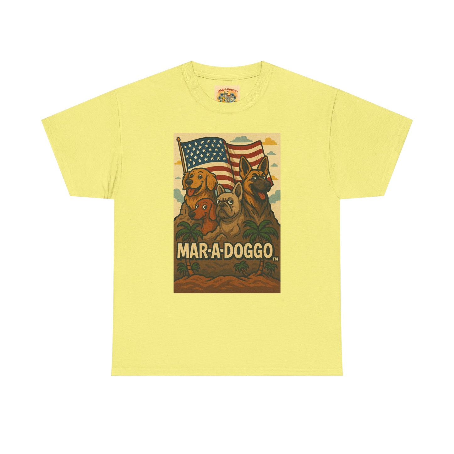Mar-a-Doggo Patriotic Dog Tee — Vintage American Flag Dog Graphic T-Shirt