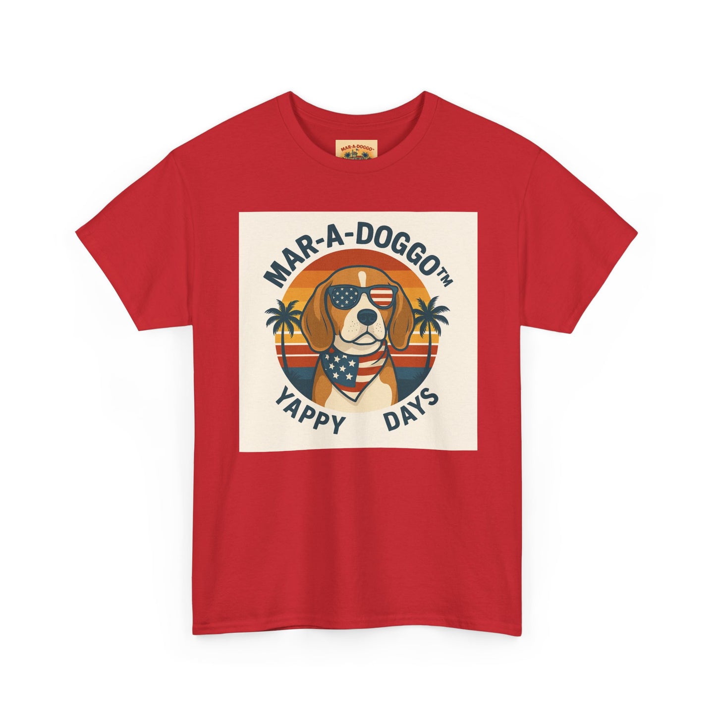 Mar-A-Doggo Tee – Retro Beach Dog Graphic T-Shirt (“Yappy Days”)