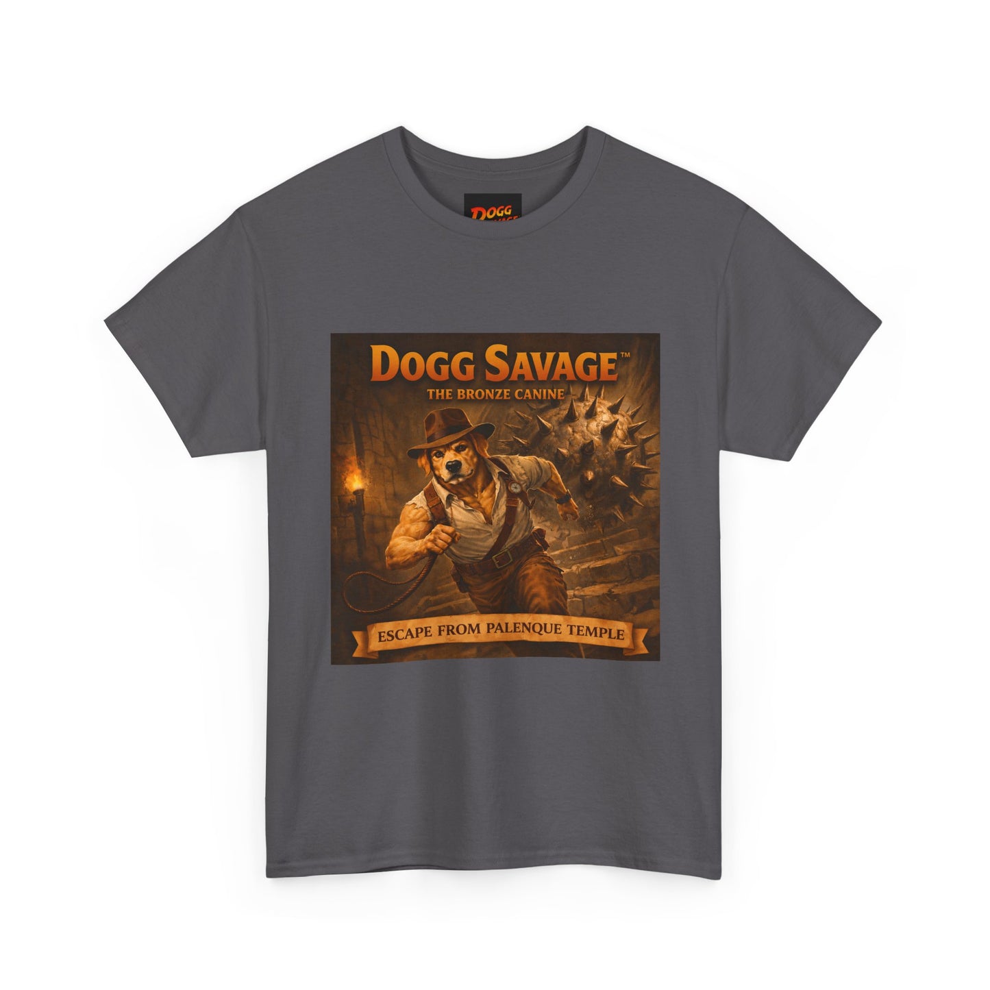 Graphic Tee — "Dogg Savage: Escape From Palenque Temple" Adventure Shirt