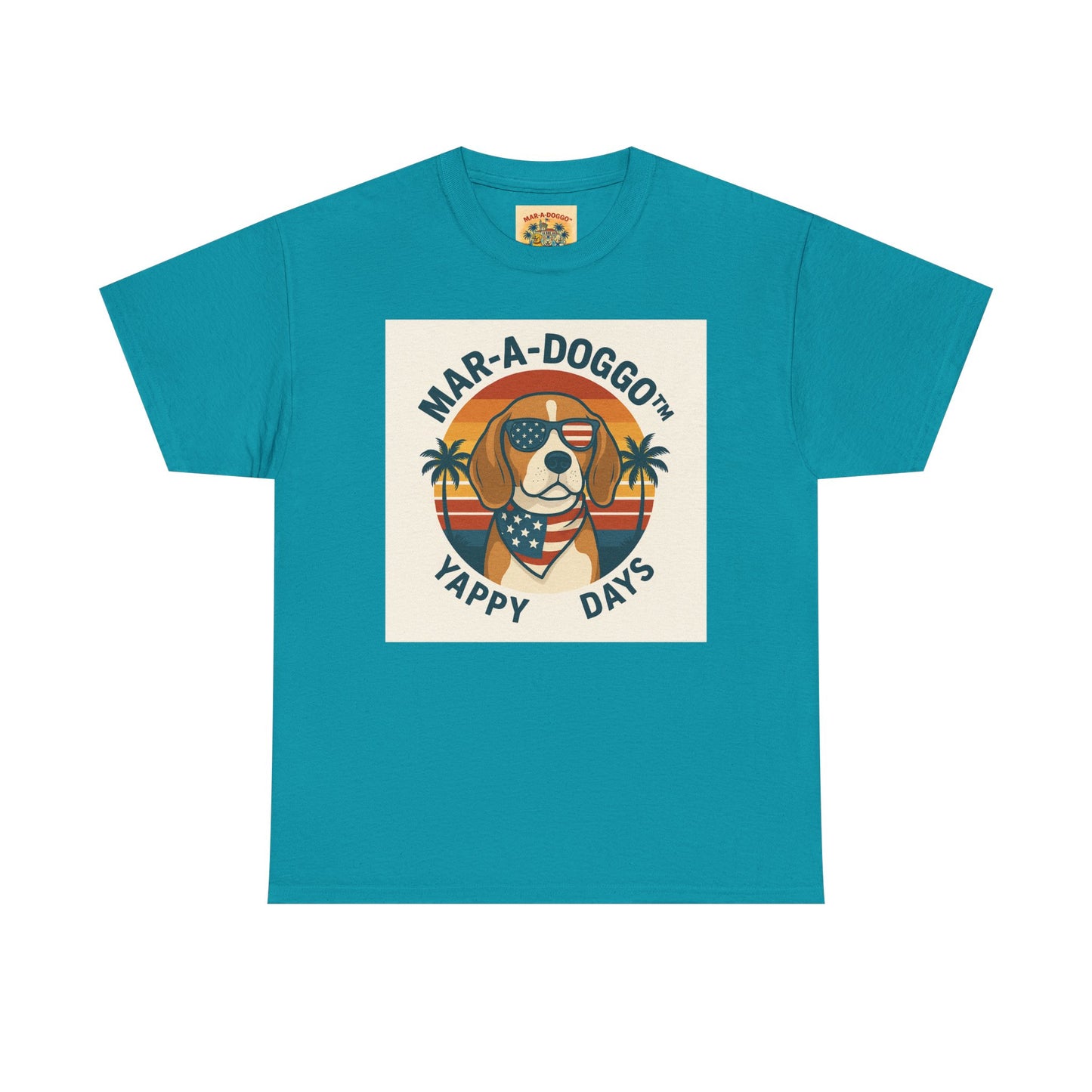 Mar-A-Doggo Tee – Retro Beach Dog Graphic T-Shirt (“Yappy Days”)