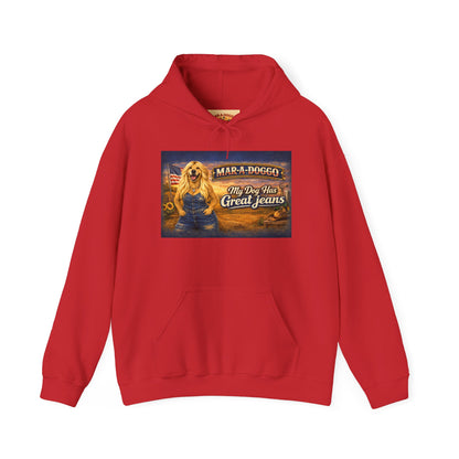 Dog Lover Hoodie — “MAR-A-DOGGO: My Dog Has Great Jeans” Graphic Pullover