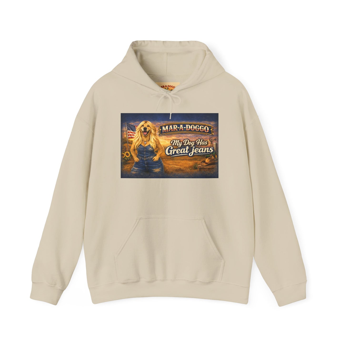 Dog Lover Hoodie — “MAR-A-DOGGO: My Dog Has Great Jeans” Graphic Pullover