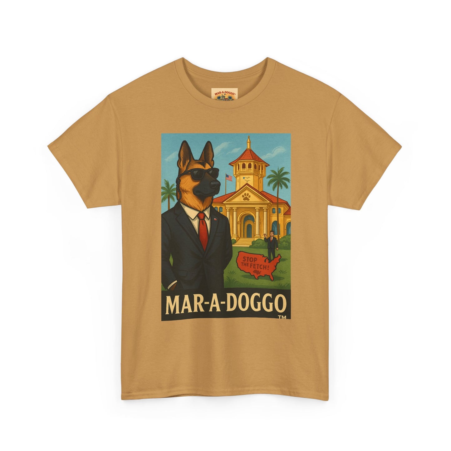 Mar-A-Doggo Graphic Tee — Vintage Resort Dog Print