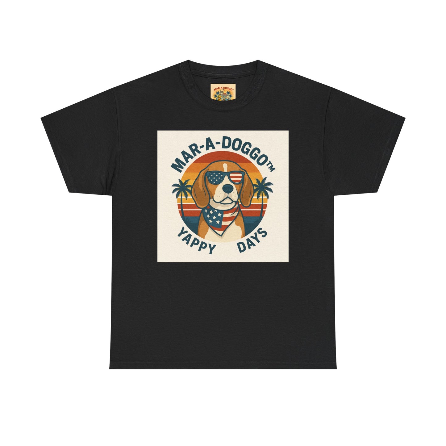 Mar-A-Doggo Tee – Retro Beach Dog Graphic T-Shirt (“Yappy Days”)