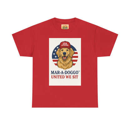 Mar-A-Doggo Tee — Patriotic Golden Retriever 'United We Sit' Shirt