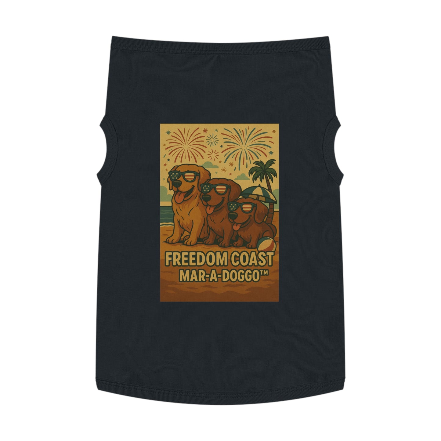Freedom Coast Pet Tank Top — "Freedom Coast Mar‑A‑Doggo" Patriotic Summer Dog Shirt