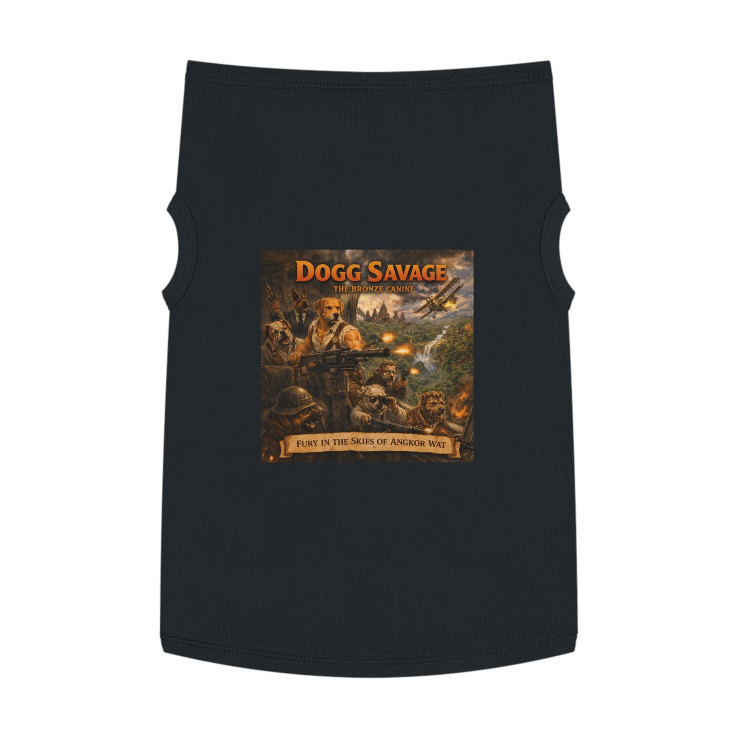 Pet Tank Top — "Dogg Savage: Fury in the Skies of Angkor Wat" Military Print Dog Shirt