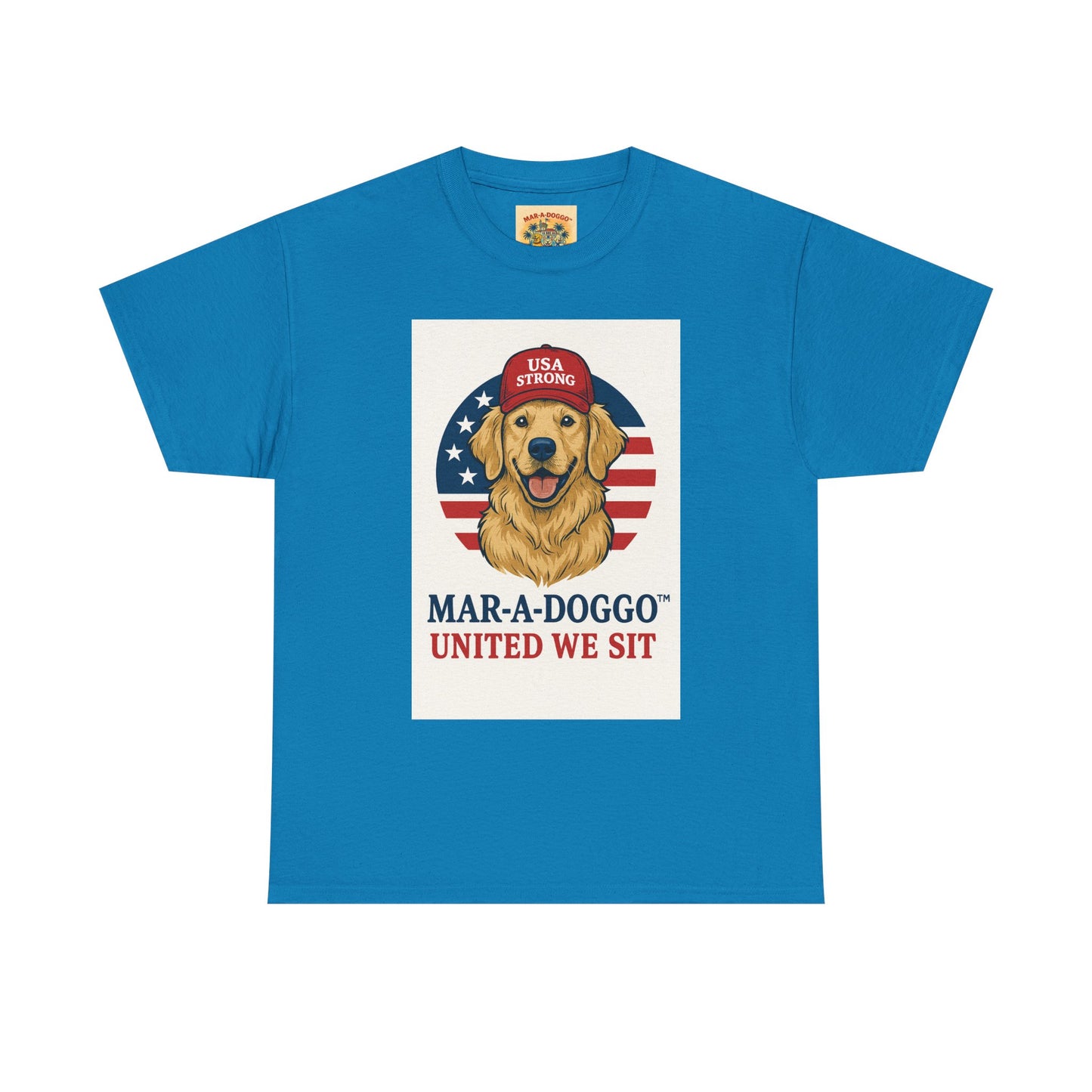 Mar-A-Doggo Tee — Patriotic Golden Retriever 'United We Sit' Shirt